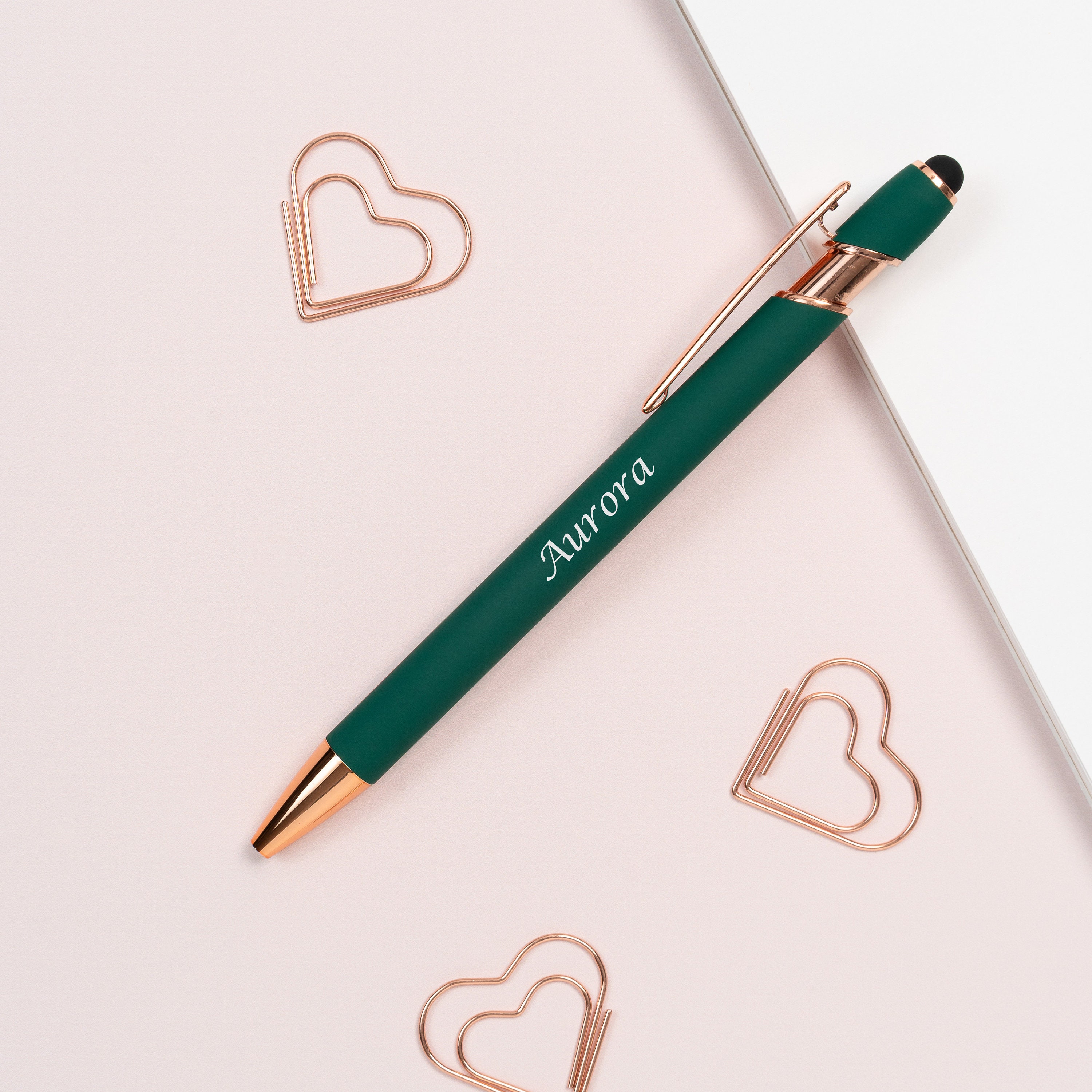 Personalized Luxurious Soft Touch Rose Gold Pen | JNSDec67