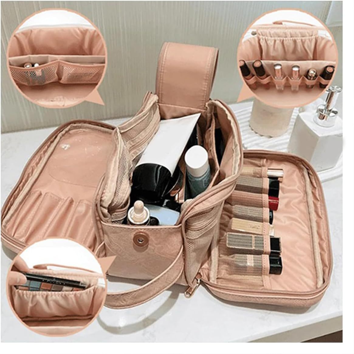 Personalized Leather Embroidered Makeup Bag for Unique & Love | JNSBag72