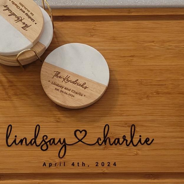 Personalized Engraved Marble Wood Coasters for Unique & Love | JNSDec04