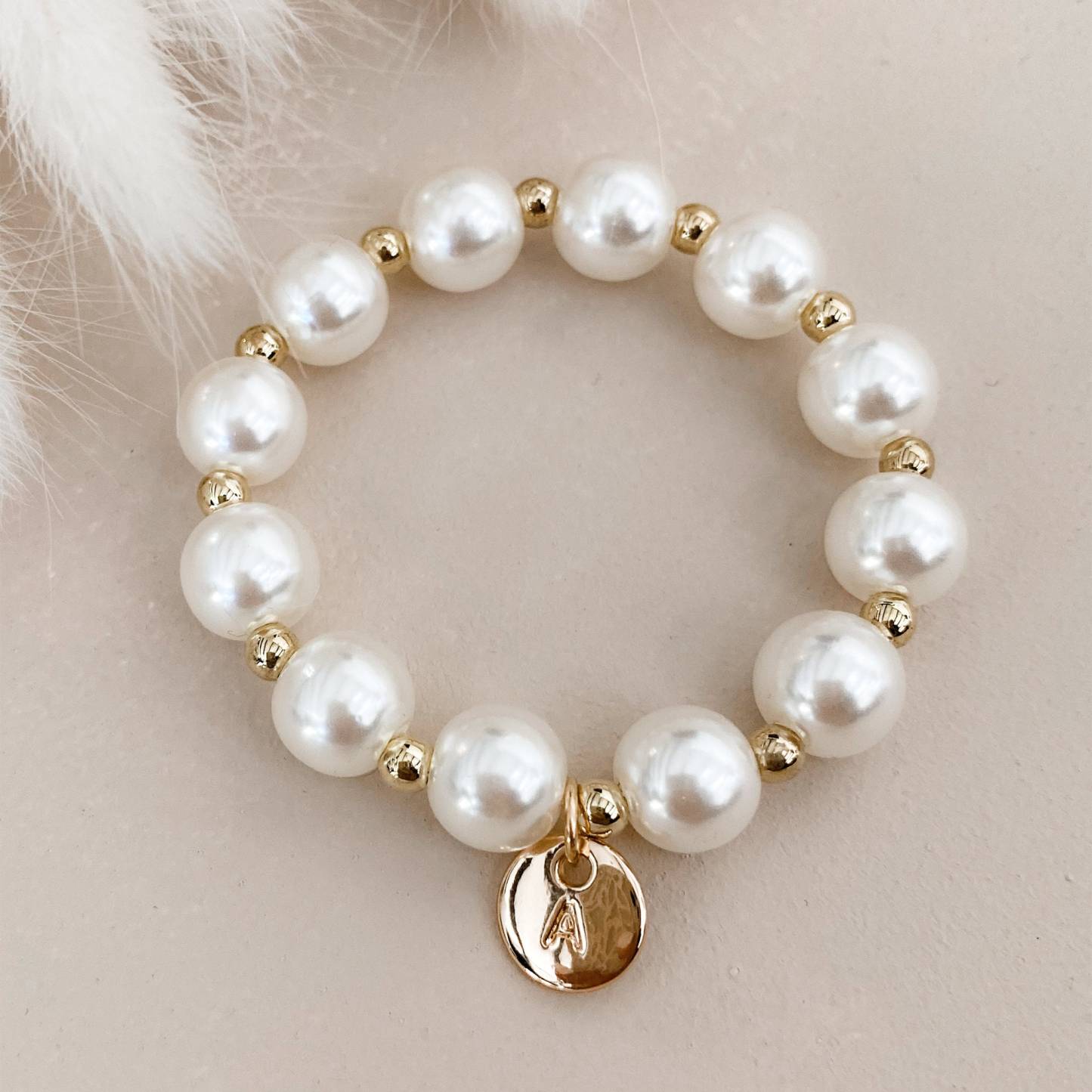 Personalized Letter Flower Girl Pearl Bracelet for Unique & Love | JNS