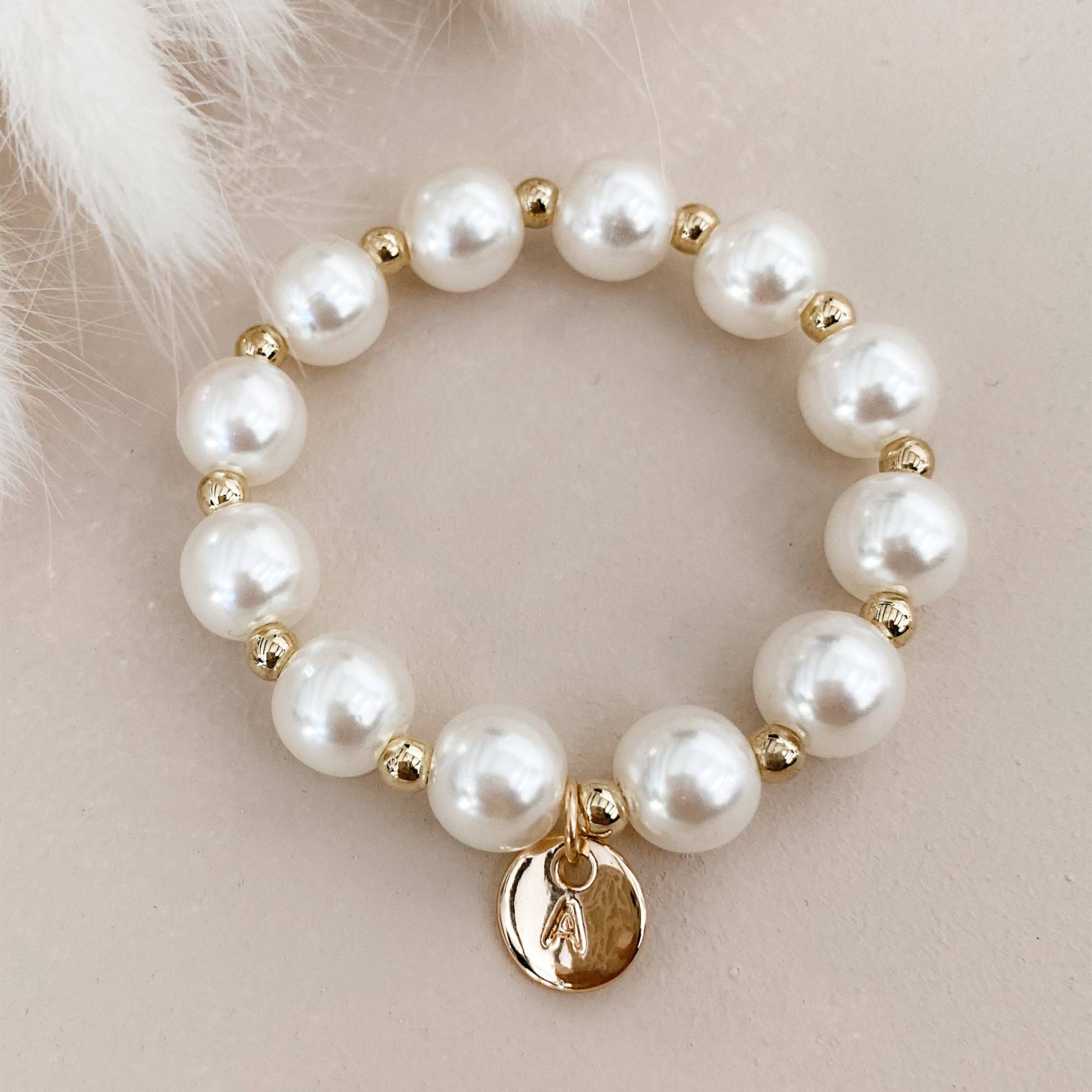 Personalized Letter Flower Girl Pearl Bracelet for Unique & Love | JNS
