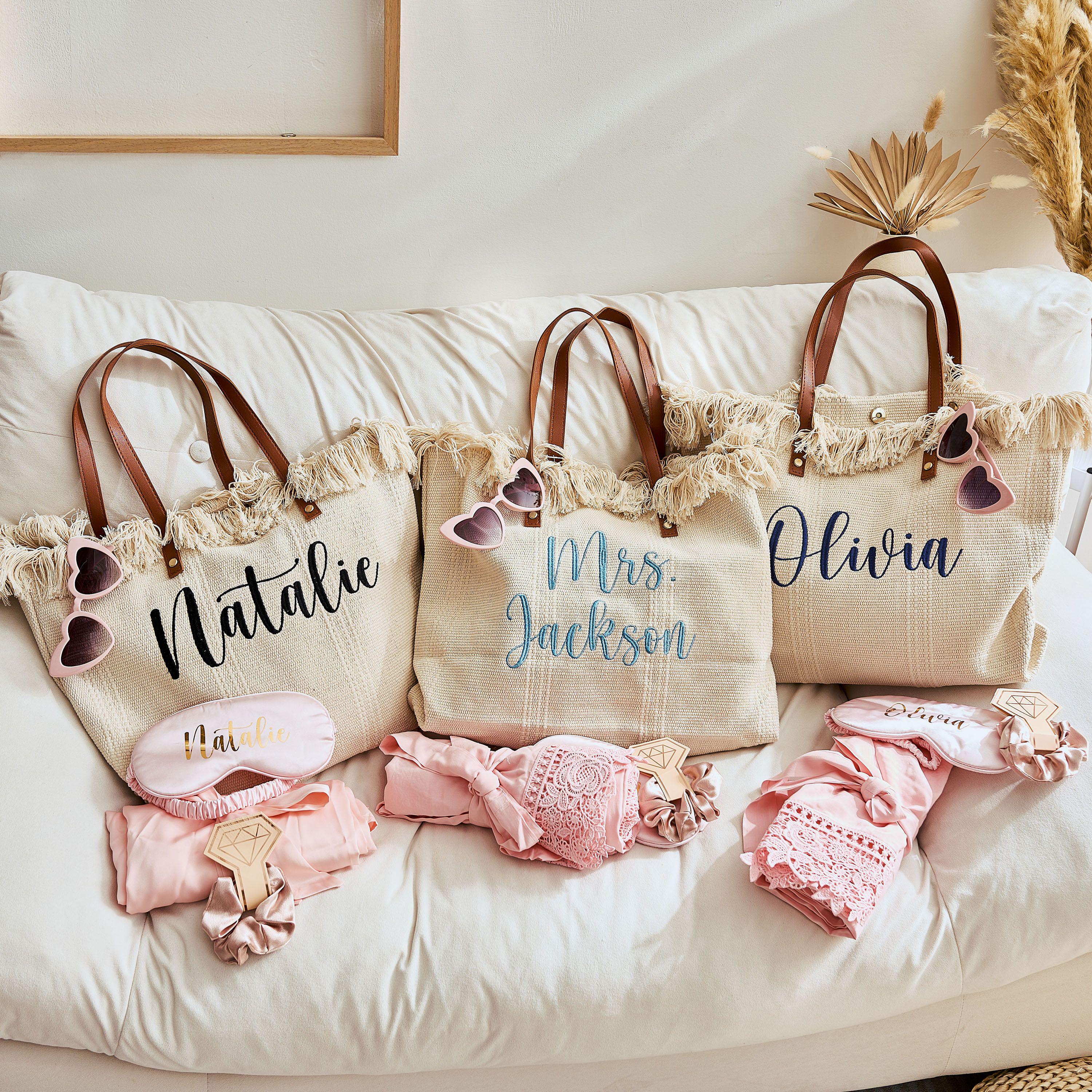 Personalized Name Embroidered Bridesmaid Proposal Canvas Bags | JNSBag80
