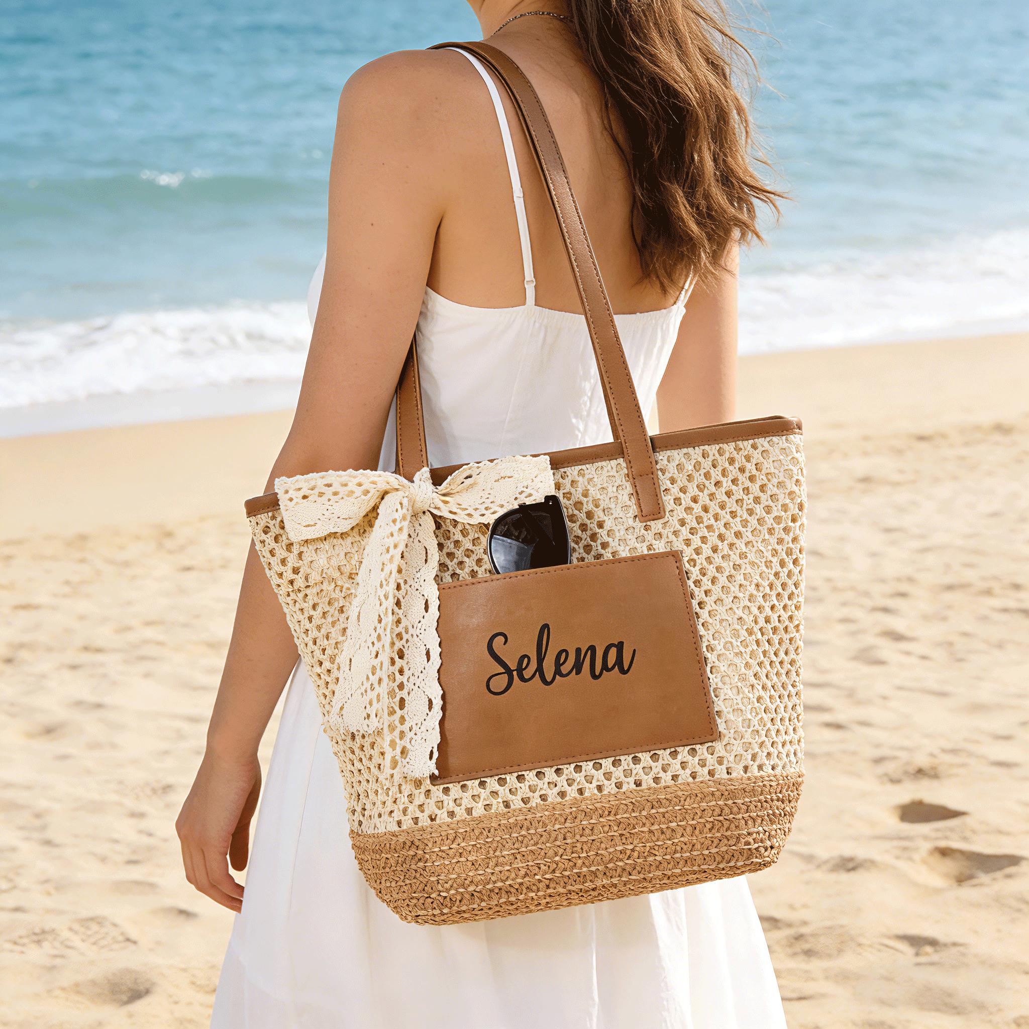 Personalized Name Straw Tote Bag for Unique & Love | JNSBag131