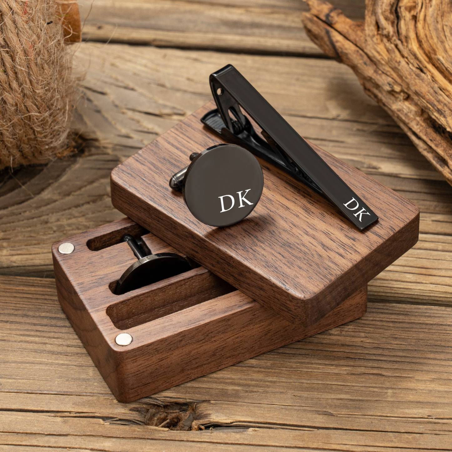 Personalized Men's Cufflink & Tie Clip Set for Unique & Love | JNSDec49