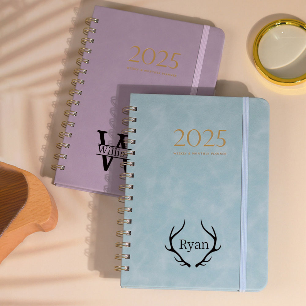 Personalized Leather 2025 Weekly & Monthly Planner Notebook | JNSDec117