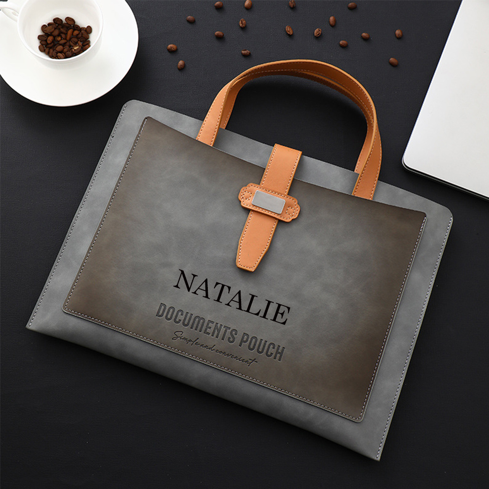 Personalized Monogram Leather Document Bag | JNSBag69