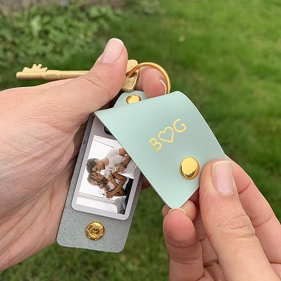 Personalized Vegan Leather Photo Keychain I DZ9201