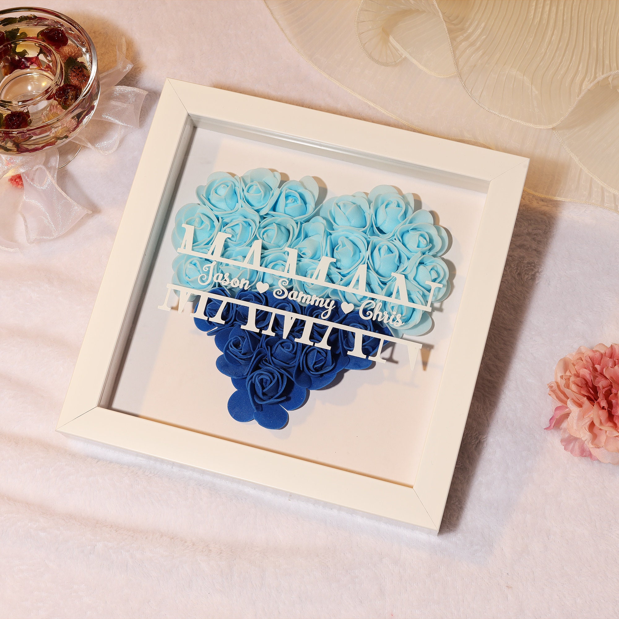 Personalized Flower Heart Shadow Box for Unique & Love | JNSDec129