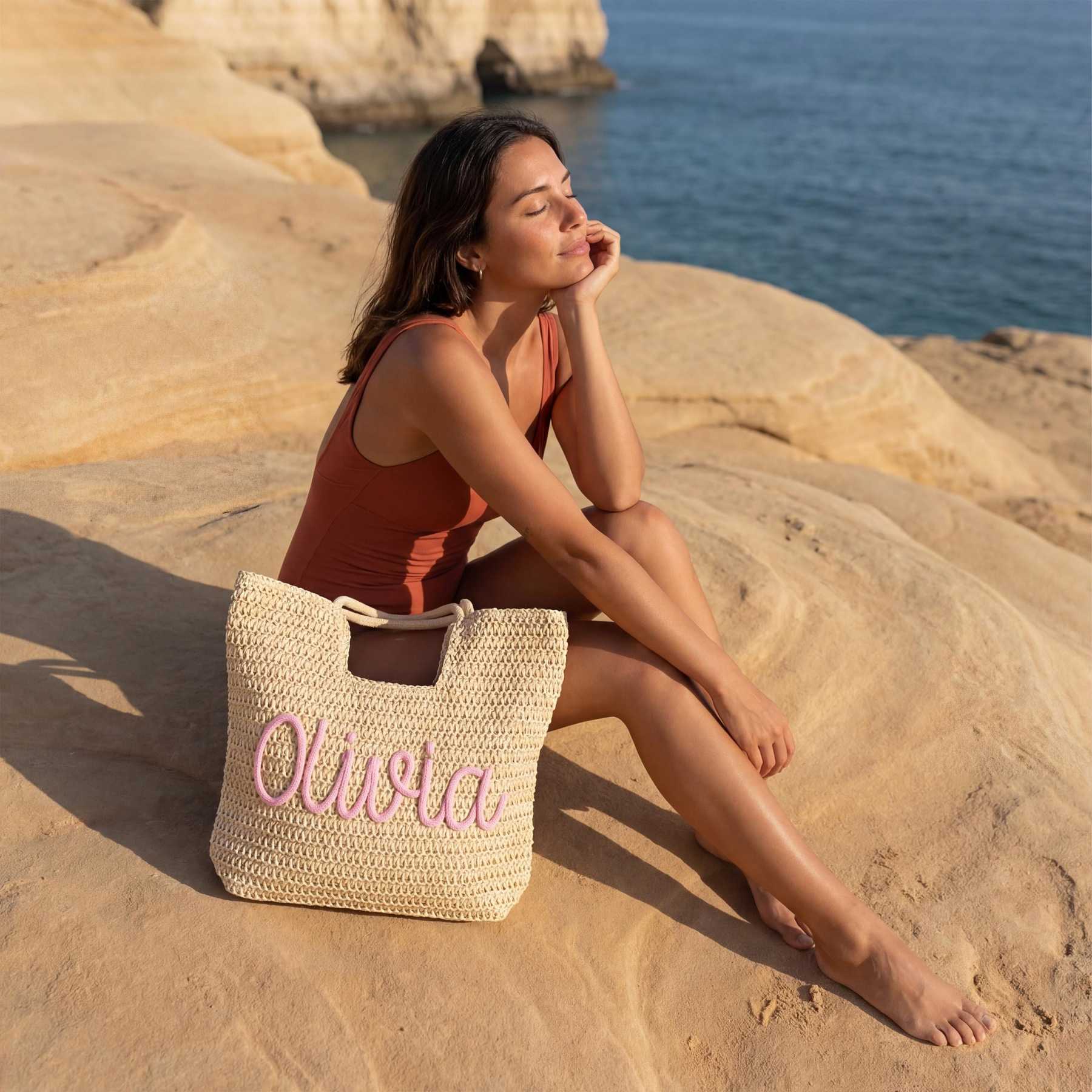 Personalized Hand Embroidered Beach Tote Bag for Unique & Love | JNSBag136