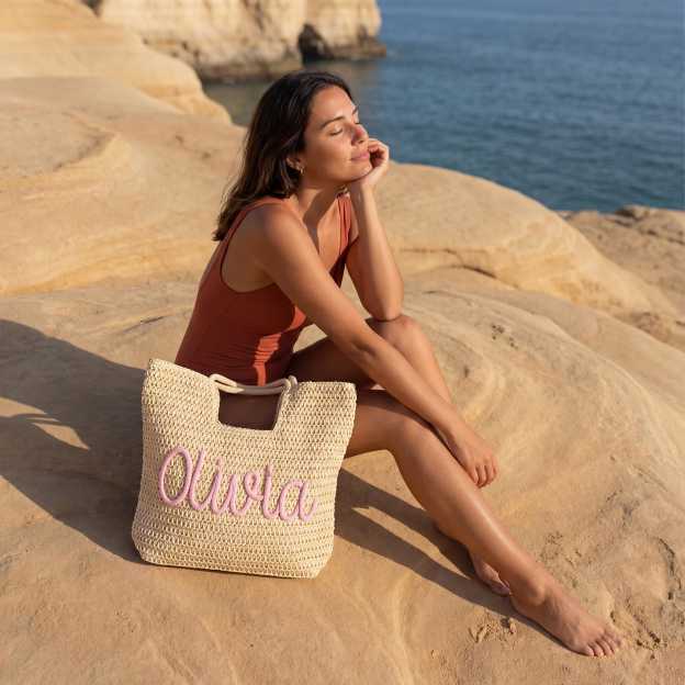 Personalized Hand Embroidered Beach Tote Bag for Unique & Love | JNSBag136