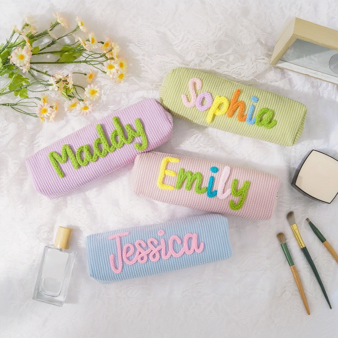 Personalized Hand Embroidered Makeup Bag for Unique & Love | JNSBag113
