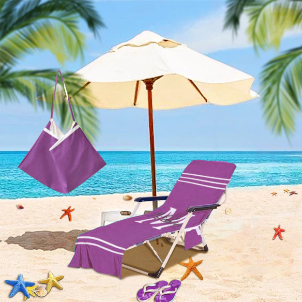 Personalized Name Beach Chair Cover Towel with Side Pockets for Unique & Love | JNSTowel08