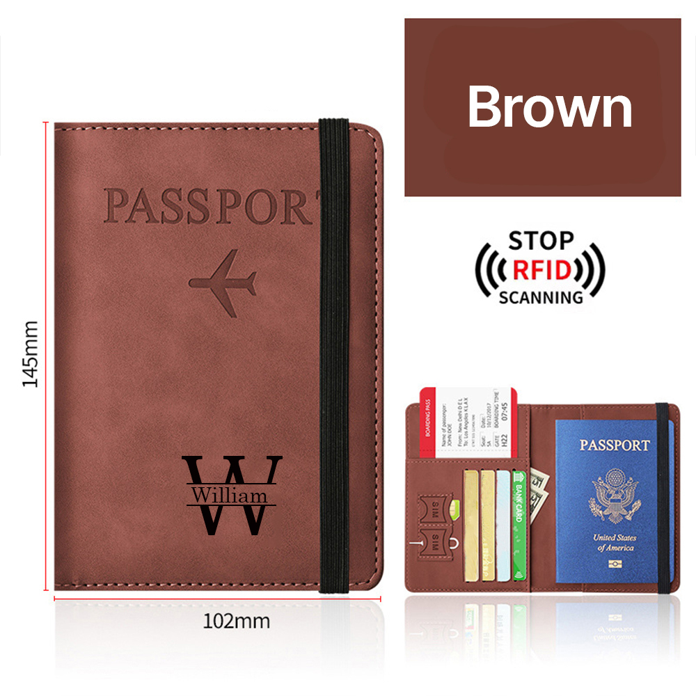 Personalized Monogram Leather Passport Cover with RFID Blocking | JNSC