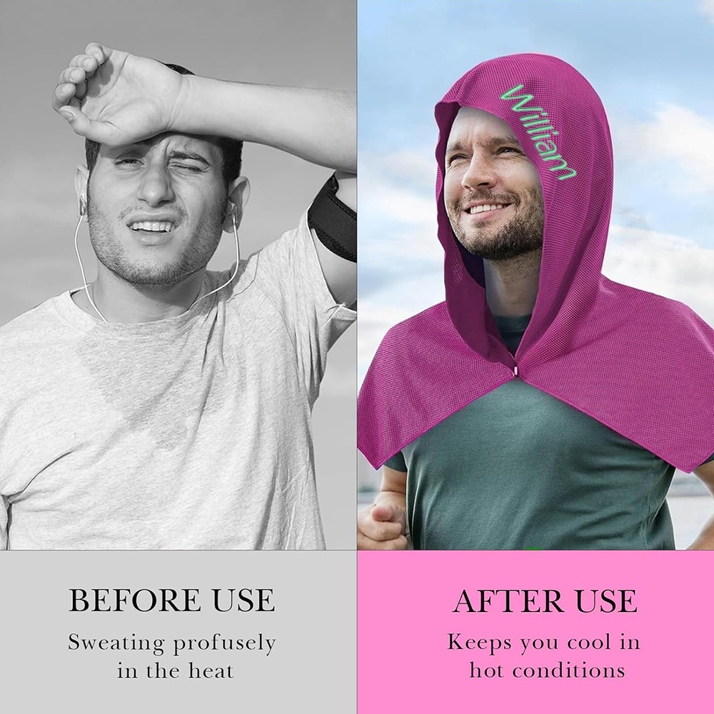 Personalized Quick Drying Cooling Hoodie Towel for Neck and Face UV Sun Protection | JNSCloth46