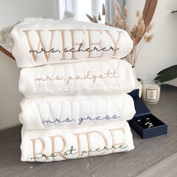 Personalized Embroidered Wife/Hubby Sweatshirt for Unique & Love | JNSCloth42
