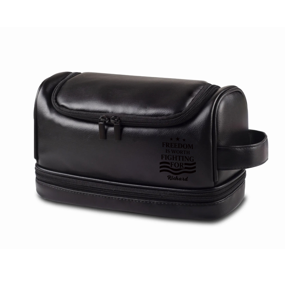 Personalized Leather Monogram Engraved Wash Bag for Unique & Love | JNSBag111