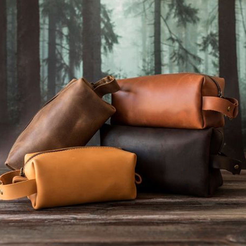 Personalized Leather Monogram Engraved Wash Bag for Unique & Love | JNSBag27