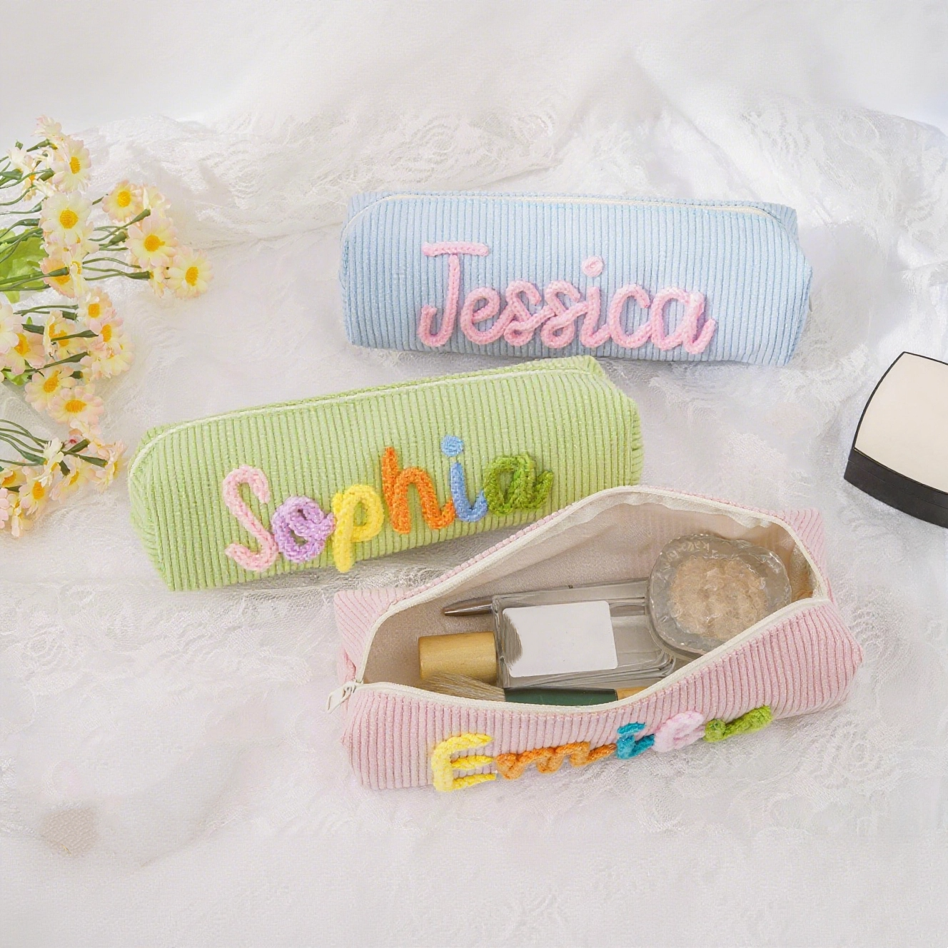 Personalized Hand Embroidered Makeup Bag for Unique & Love | JNSBag113