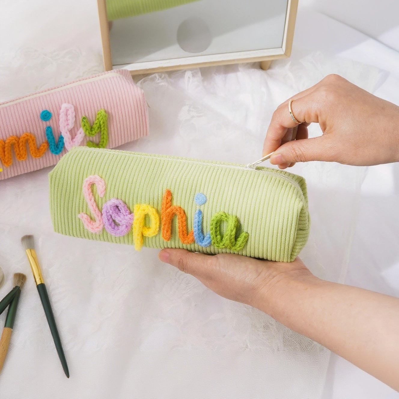 Personalized Hand Embroidered Makeup Bag for Unique & Love | JNSBag113