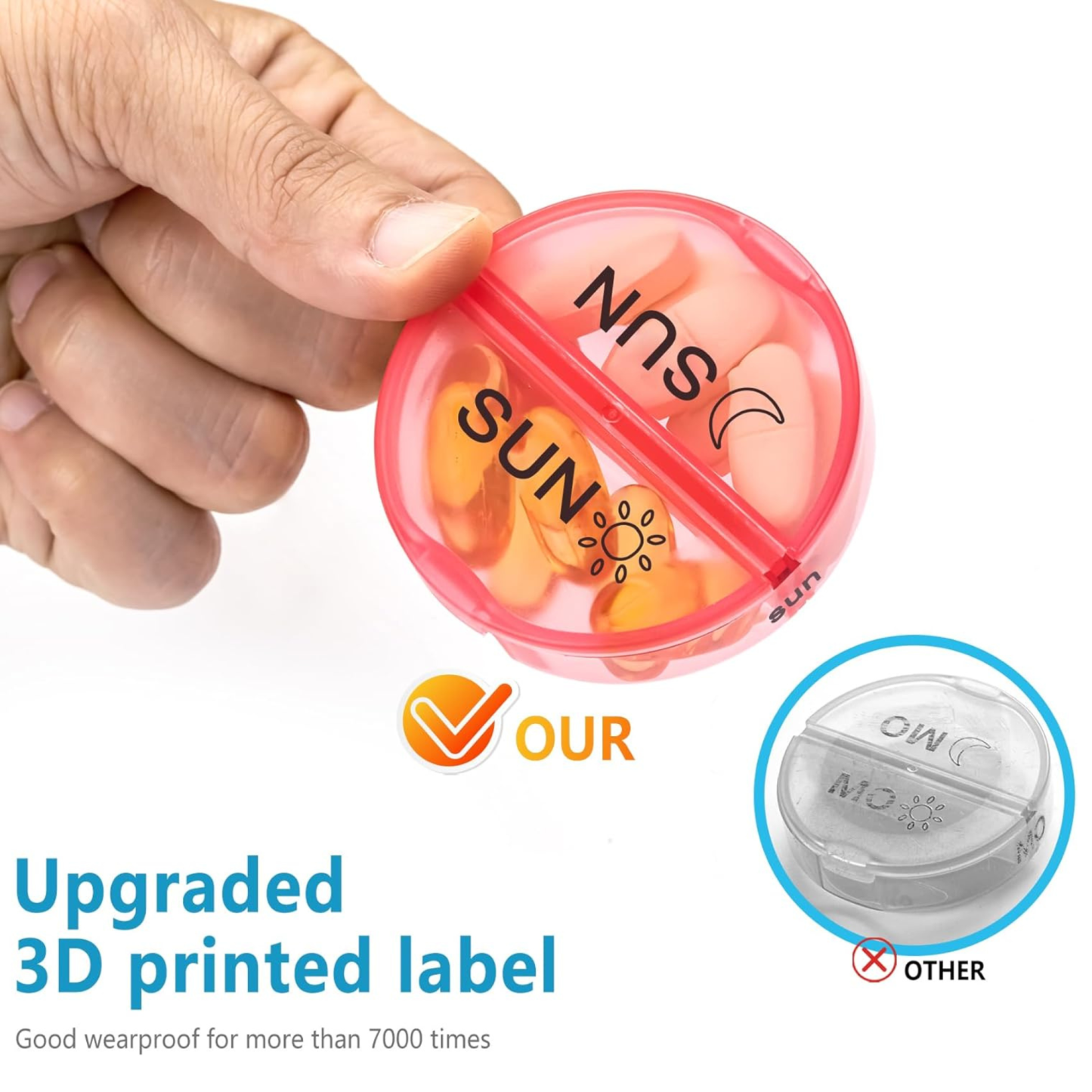 Personalized Monogram 7 Days AM/PM Portable Pill Boxes Organizer with Compartments | JNSDec164