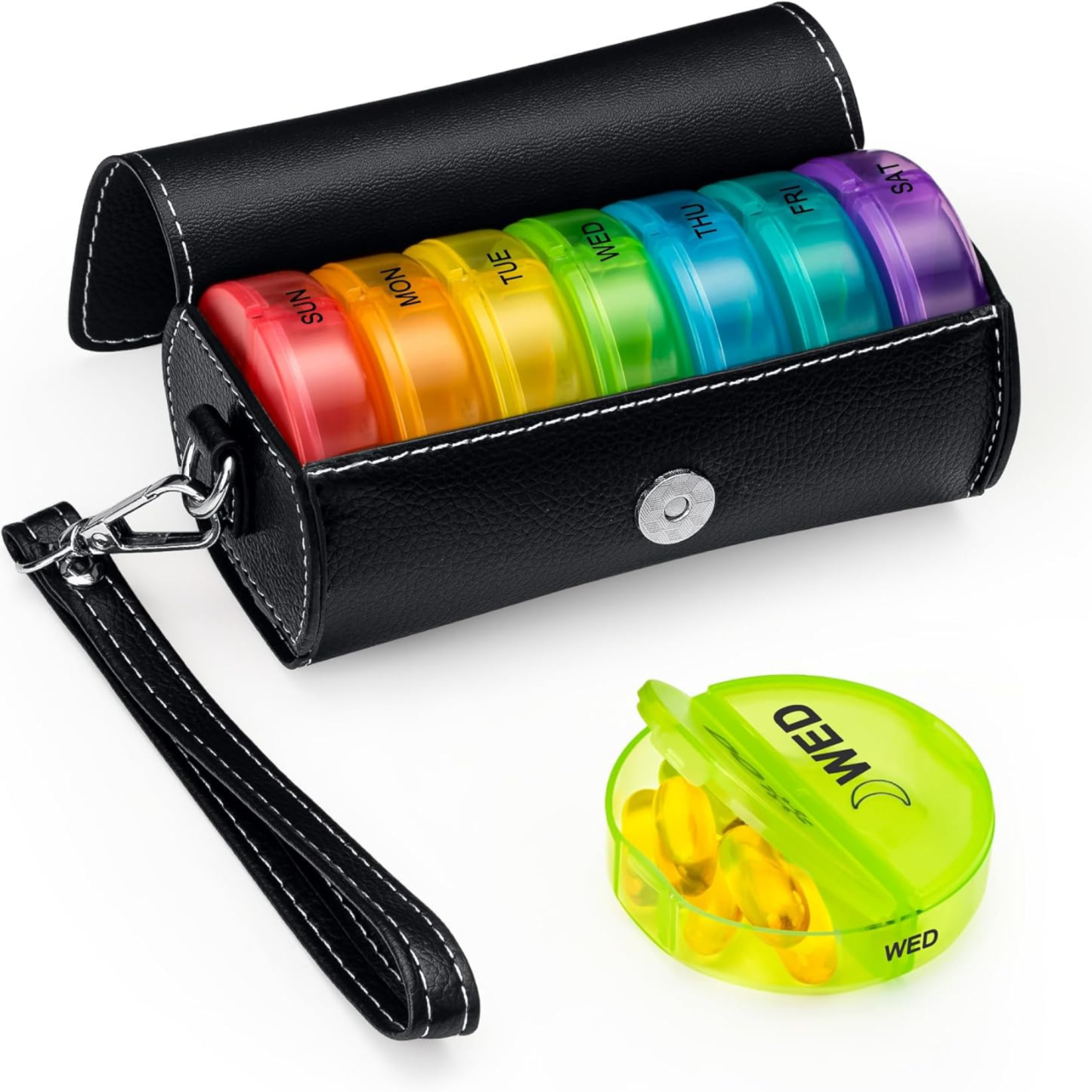 Personalized Monogram 7 Days AM/PM Portable Pill Boxes Organizer with Compartments | JNSDec164