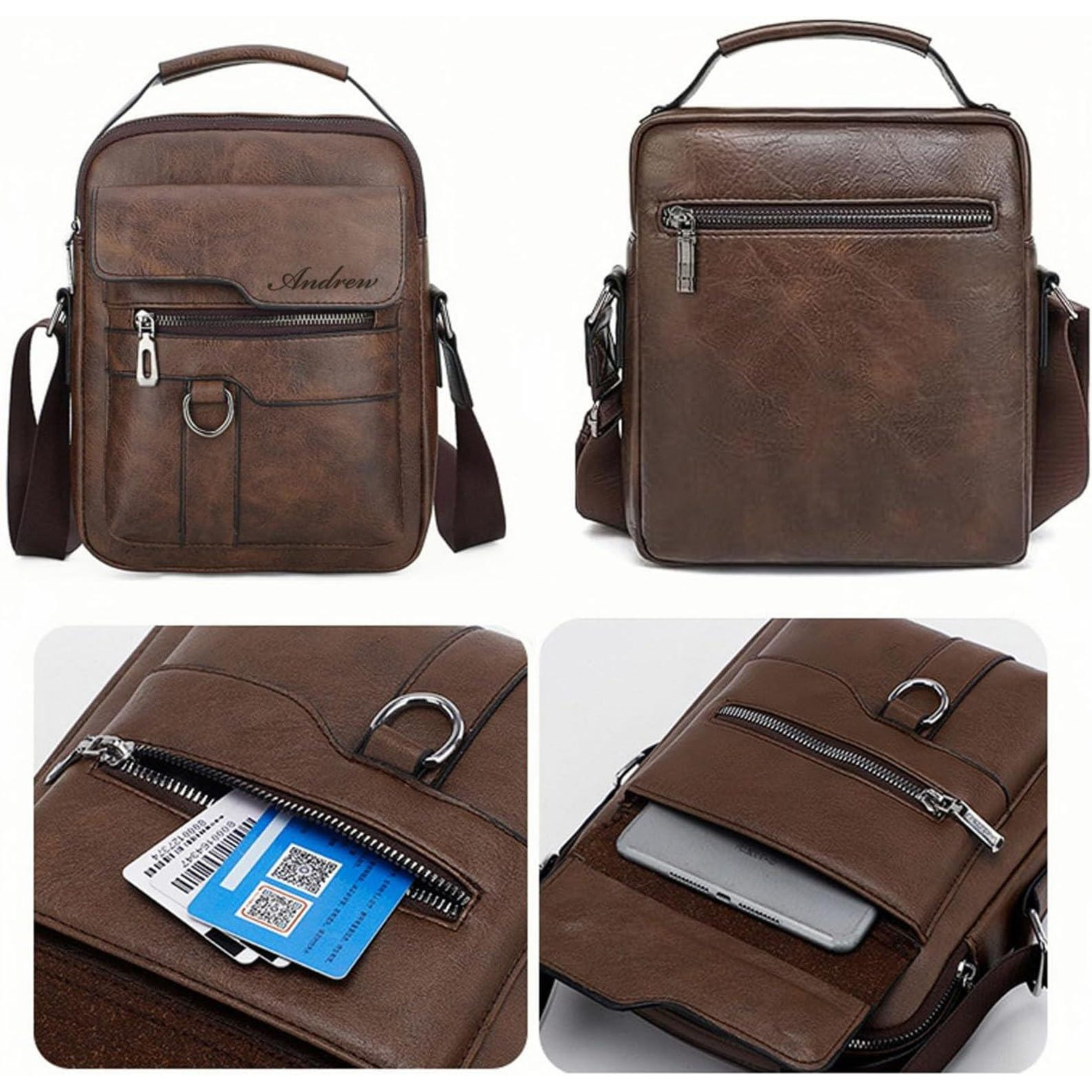 Personalized Engraved Leather Crossbody Messenger Shoulder Bag for Unique & Love | JNSBag109