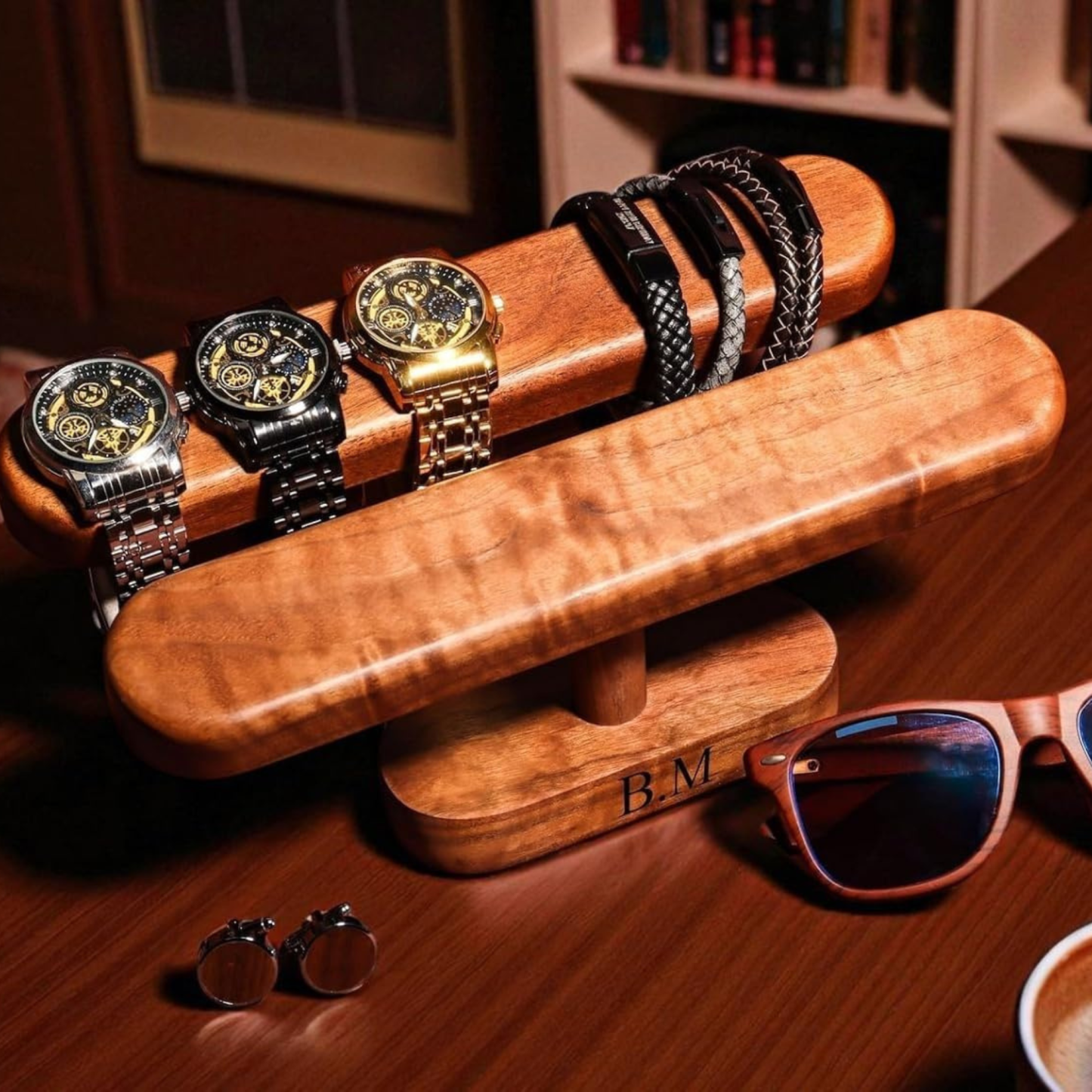 Personalized Engraved Handmade Wood Watch Holder Stand for Unique & Love | JNSDec177
