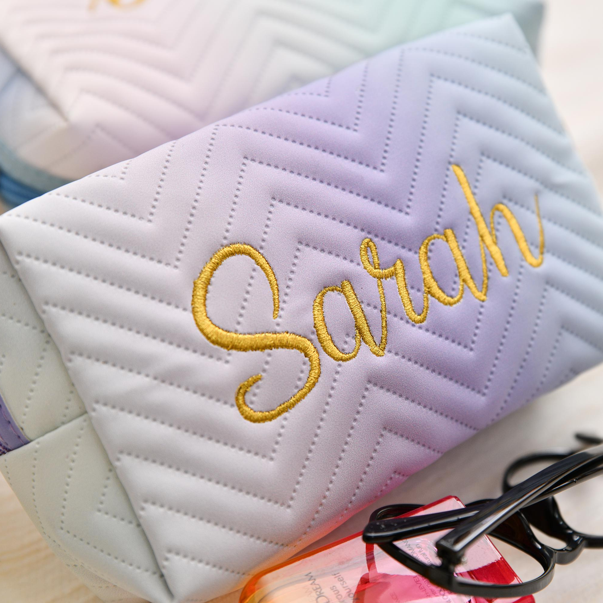 Personalized Gradient Color Leather Travel Toiletry Cosmetic Bag for Unique & Love | JNSBag115