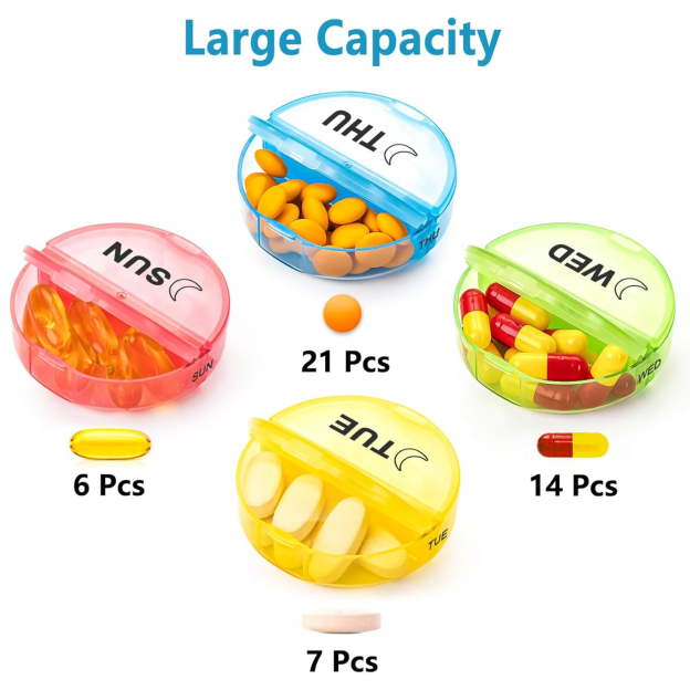 Personalized Monogram 7 Days AM/PM Portable Pill Boxes Organizer with Compartments | JNSDec164