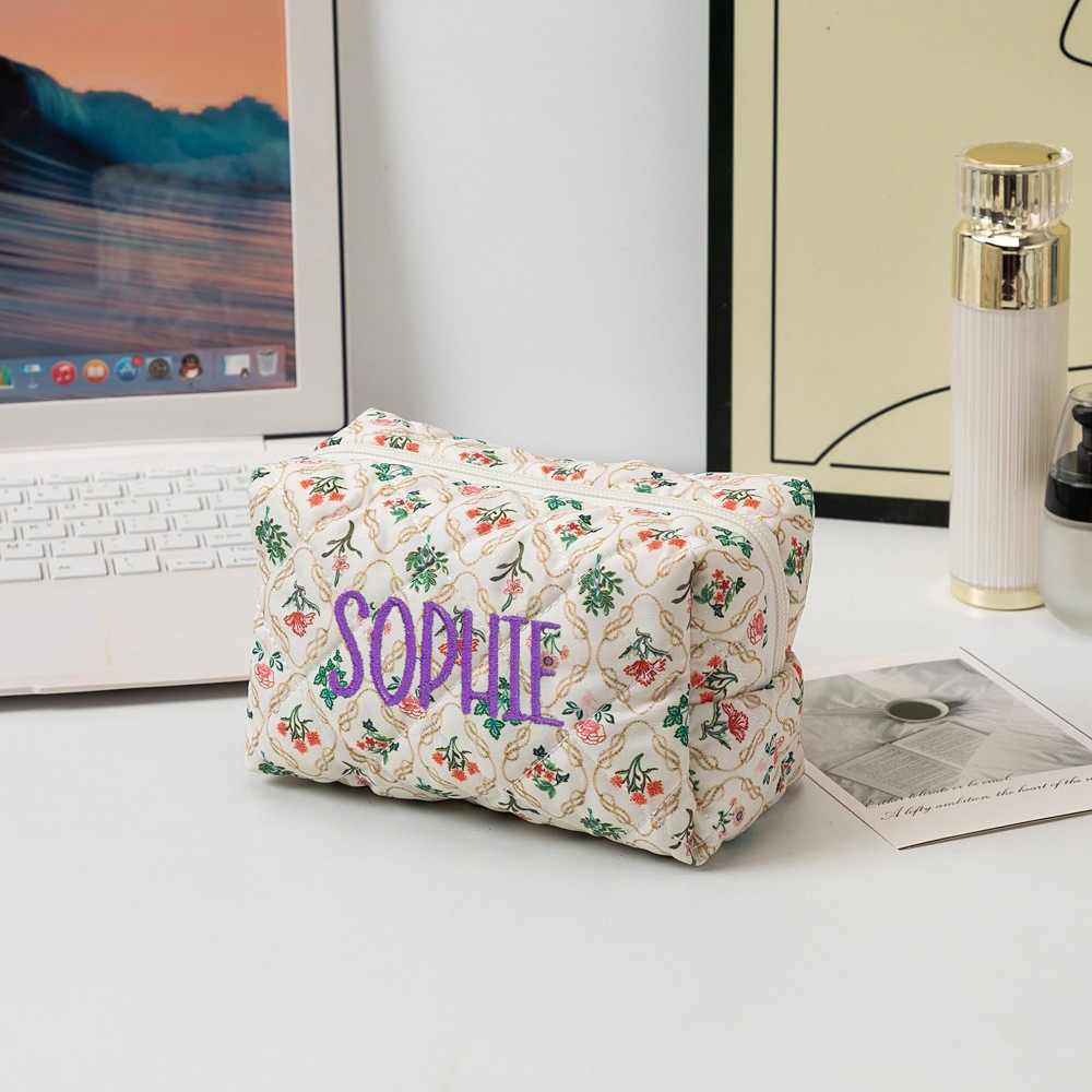 Personalized Name Embroidered Travel Makeup Bag for Unique & Love | JNSBag108