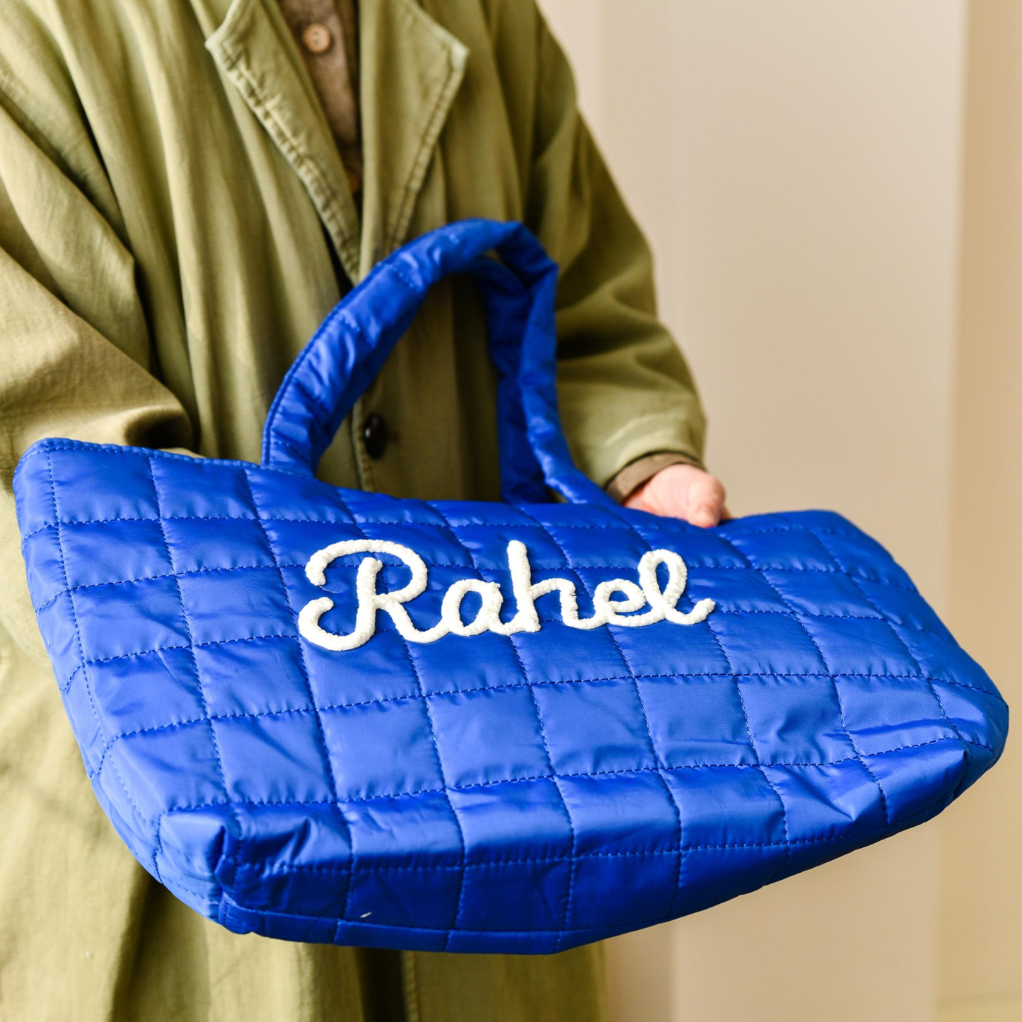 Personalized Hand Embroidered Quilted Nylon Tote Bag for Unique & Love | JNSBag120