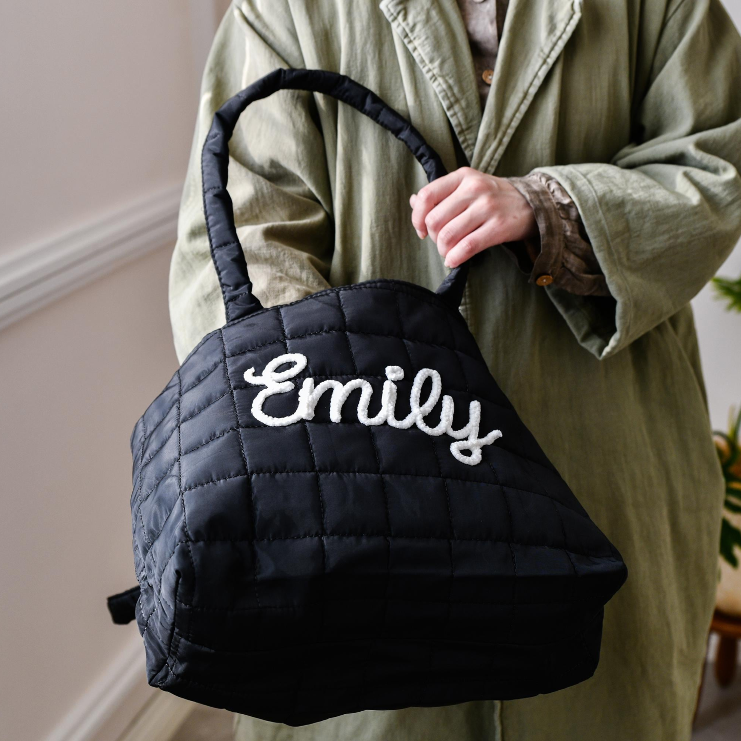 Personalized Hand Embroidered Quilted Nylon Tote Bag for Unique & Love | JNSBag120
