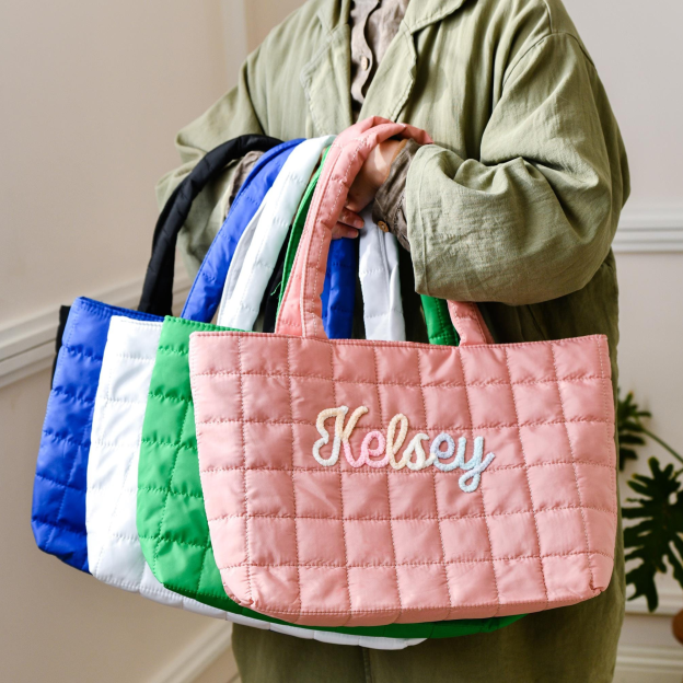 Personalized Hand Embroidered Quilted Nylon Tote Bag for Unique & Love | JNSBag120