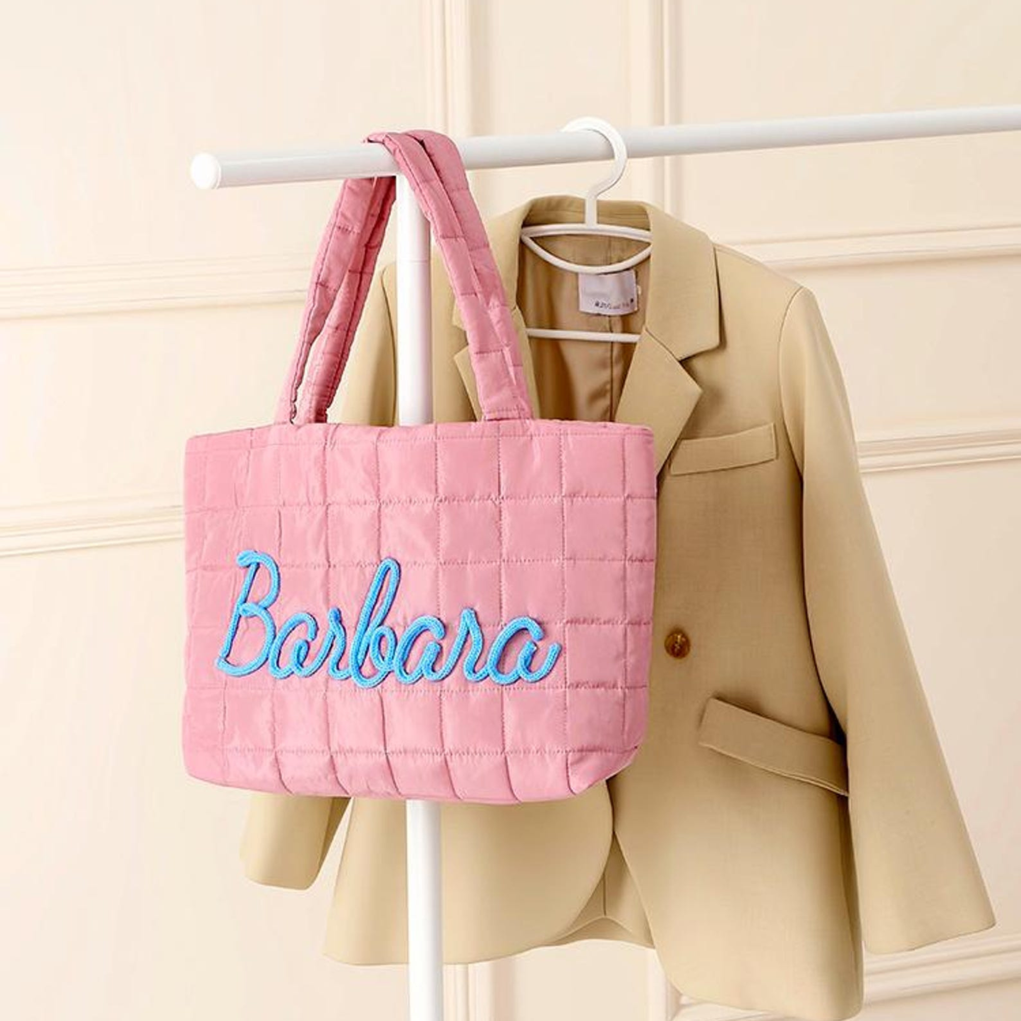 Personalized Hand Embroidered Quilted Nylon Tote Bag for Unique & Love | JNSBag120