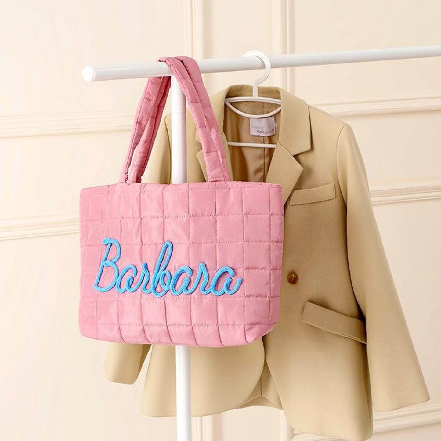 Personalized Hand Embroidered Quilted Nylon Tote Bag for Unique & Love | JNSBag120