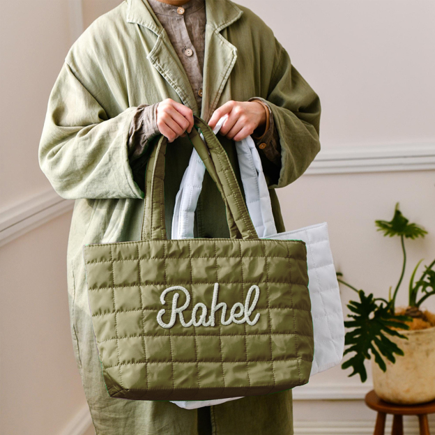 Personalized Hand Embroidered Quilted Nylon Tote Bag for Unique & Love | JNSBag120