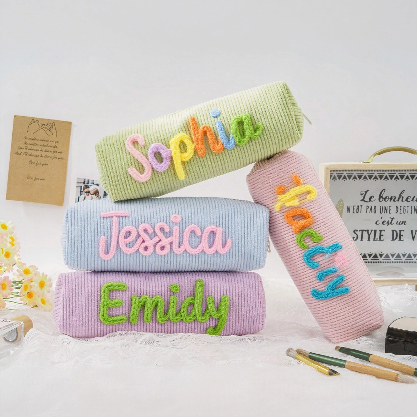 Personalized Hand Embroidered Makeup Bag for Unique & Love | JNSBag113