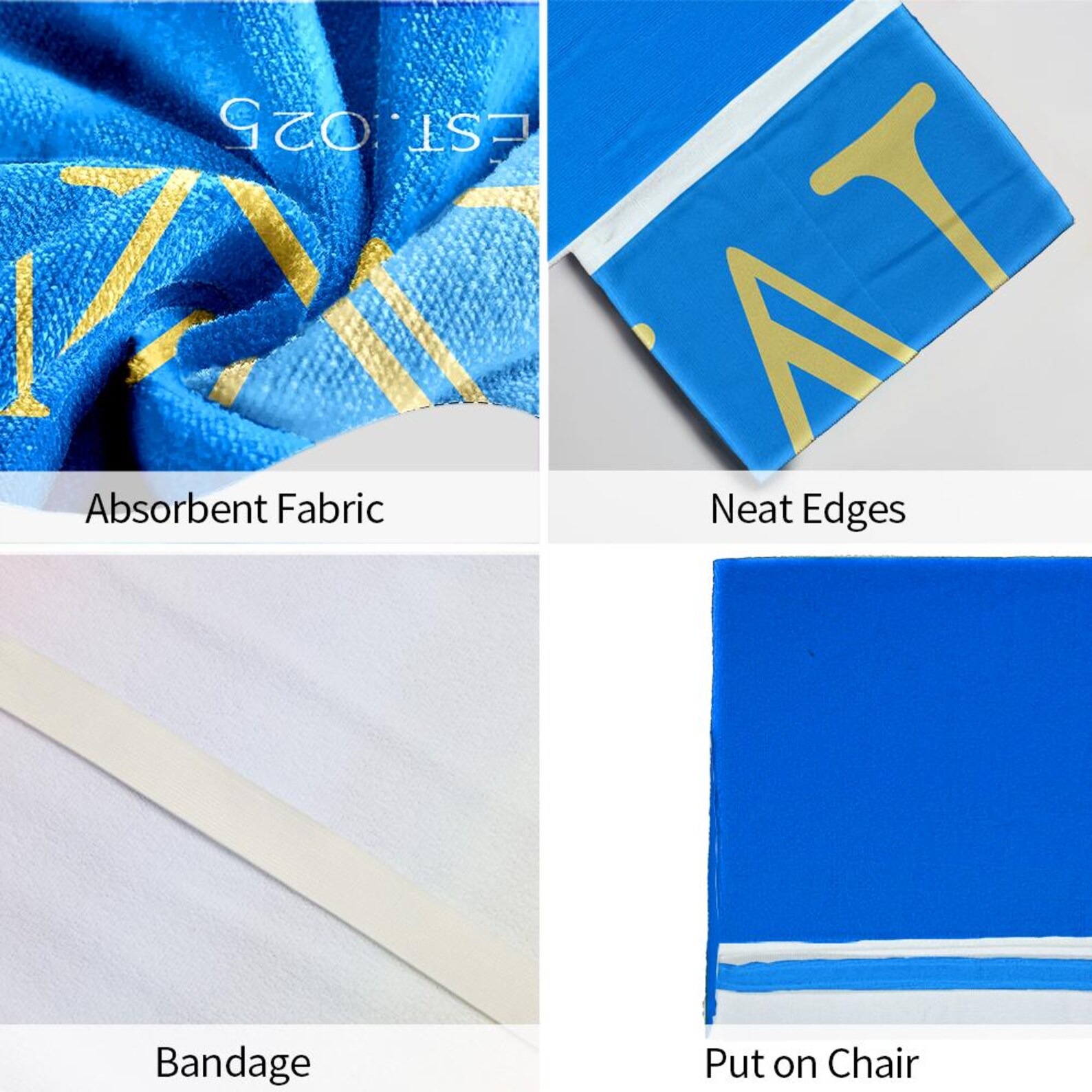 Personalized Name Beach Chair Cover Towel with Side Pockets for Unique & Love | JNSTowel07