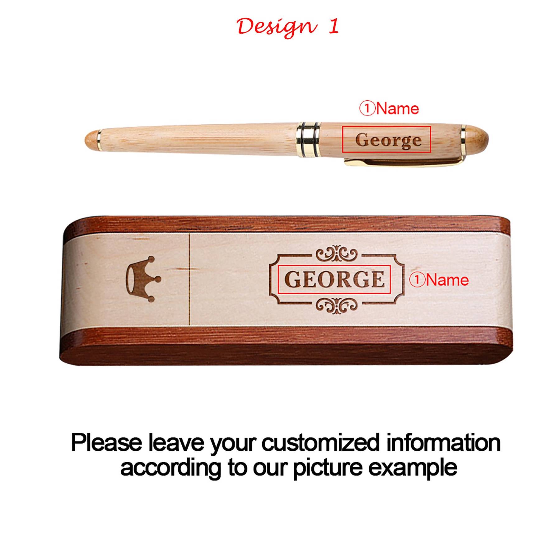 Personalized Engraved Pen with Wooden Box for Unique & Love | JNSDec149