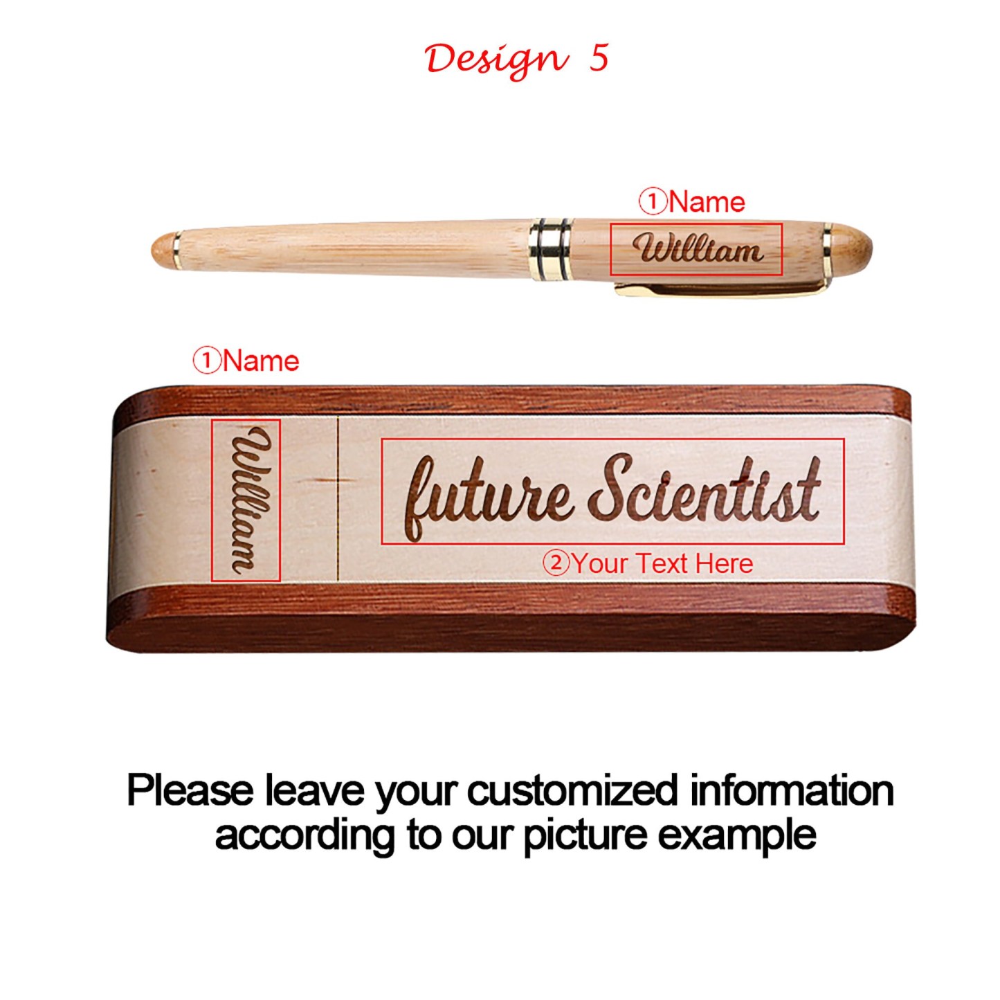 Personalized Engraved Pen with Wooden Box for Unique & Love | JNSDec149