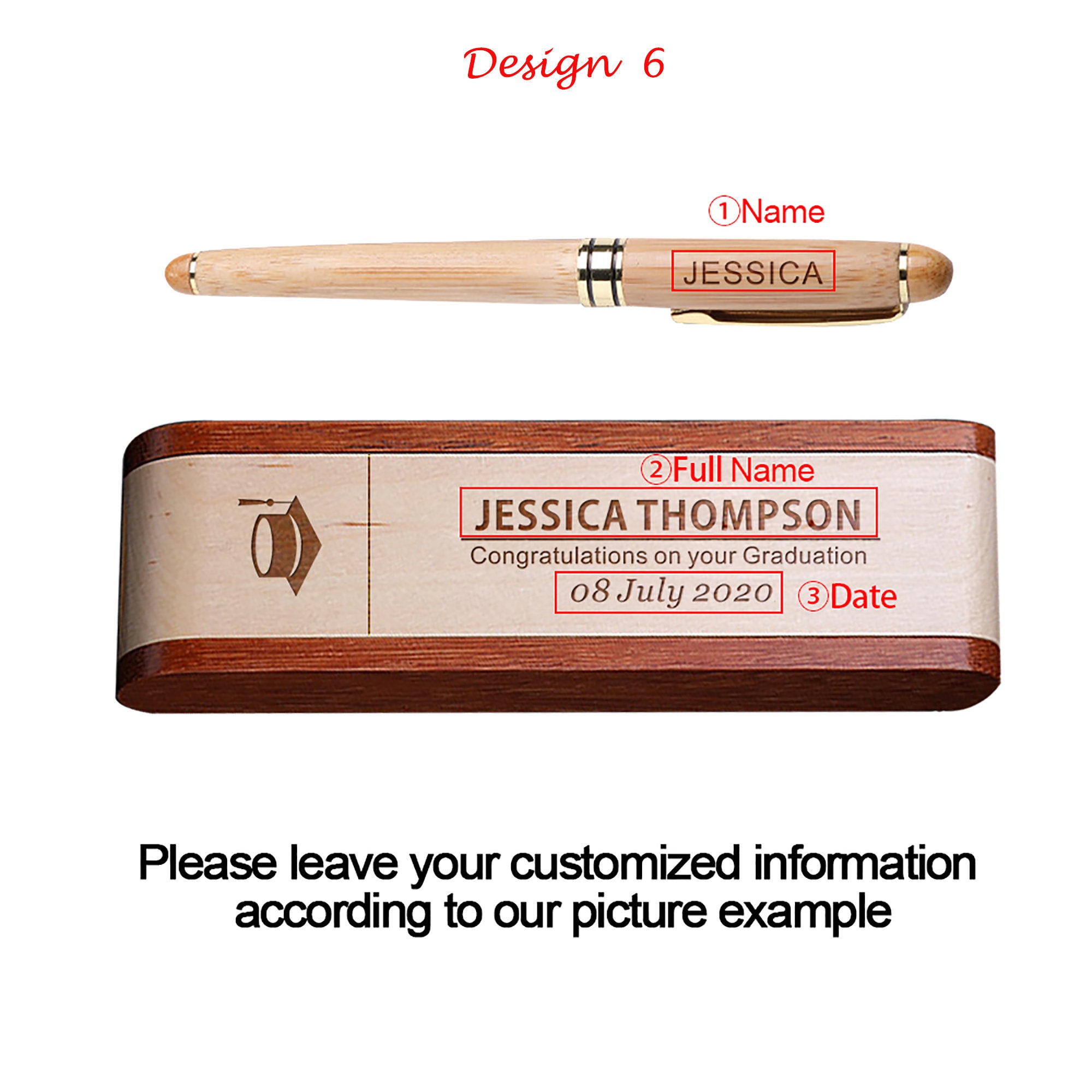 Personalized Engraved Pen with Wooden Box for Unique & Love | JNSDec149