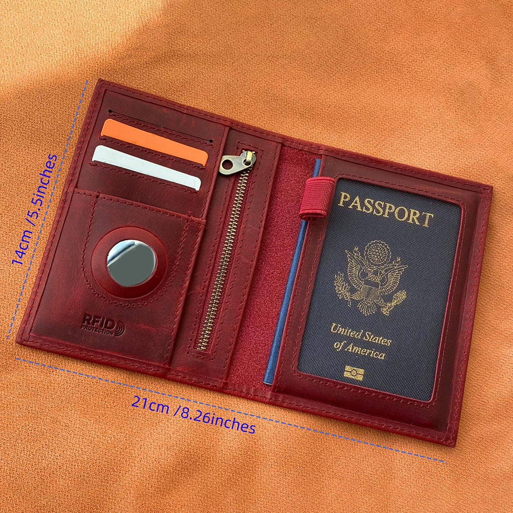 Personalized Monogram Leather AirTag Passport Holder Wallet for Unique & Love | JNSCase09