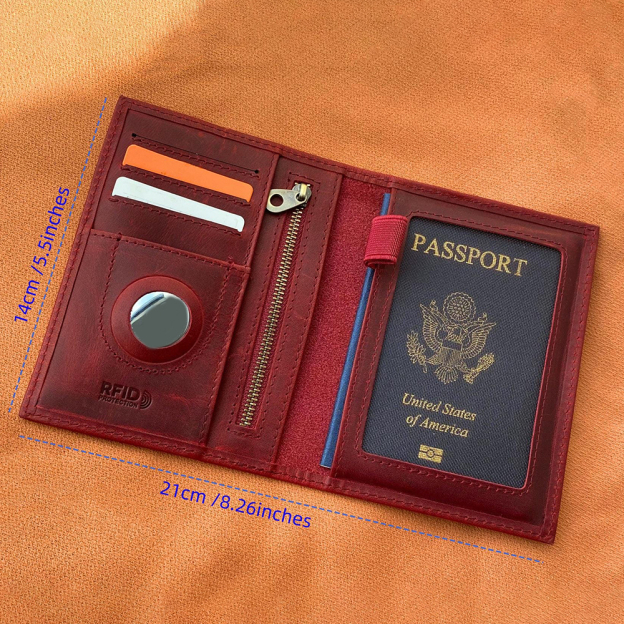 Personalized Monogram Leather AirTag Passport Holder Wallet for Unique & Love | JNSCase09