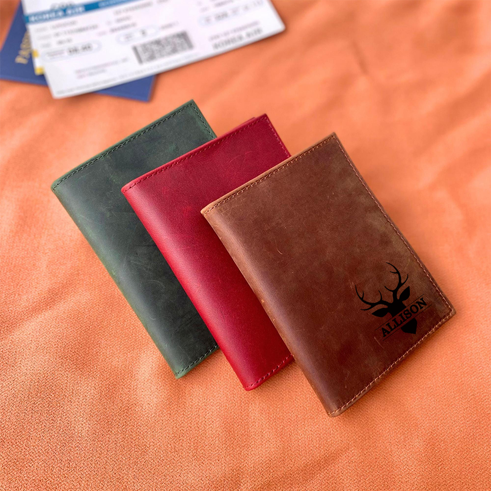 Personalized Monogram Leather AirTag Passport Holder Wallet for Unique & Love | JNSCase09