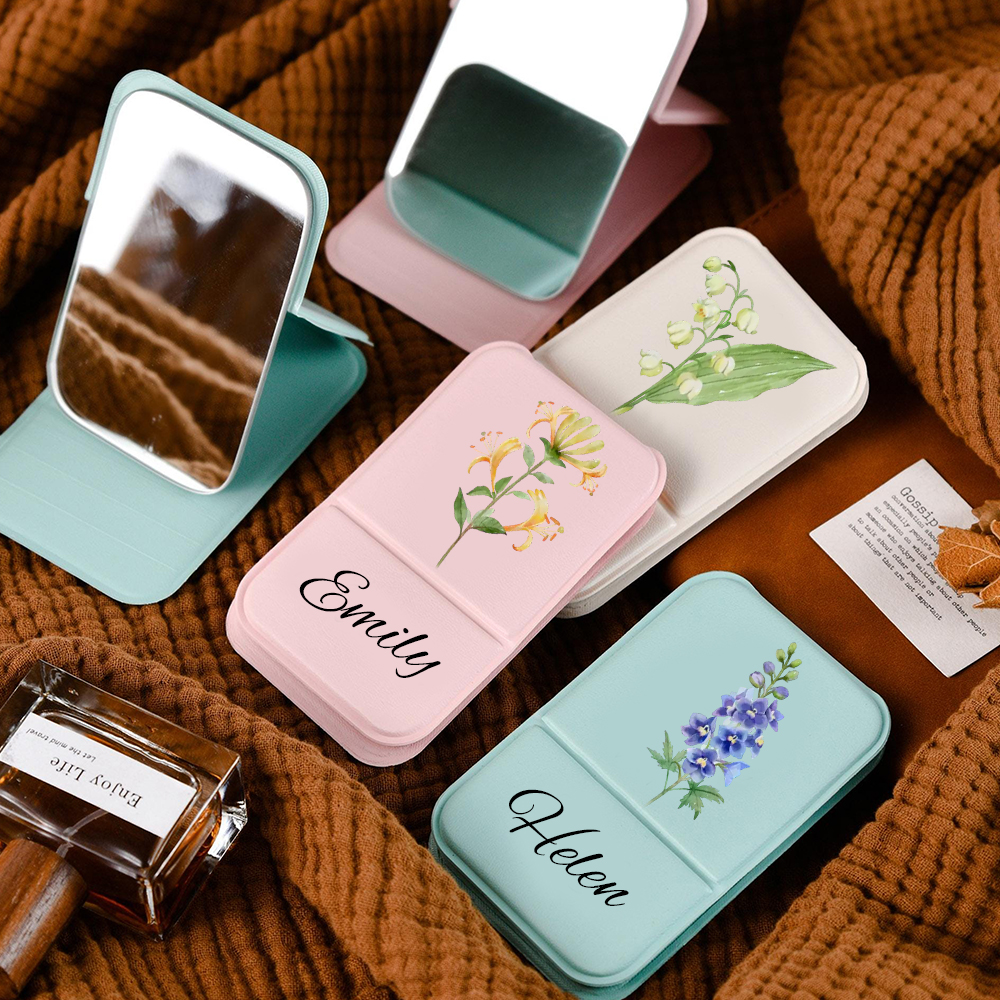 Personalized Birthday Flower Folding Mirror for Unique & Love | JNSDec142