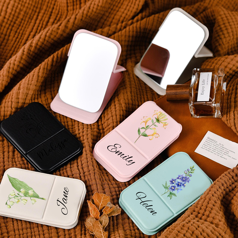 Personalized Birthday Flower Folding Mirror for Unique & Love | JNSDec142