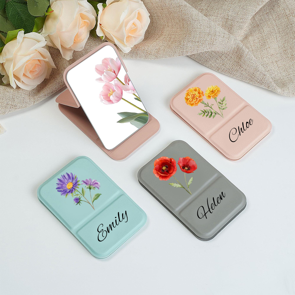 Personalized Birthday Flower Folding Mirror for Unique & Love | JNSDec142