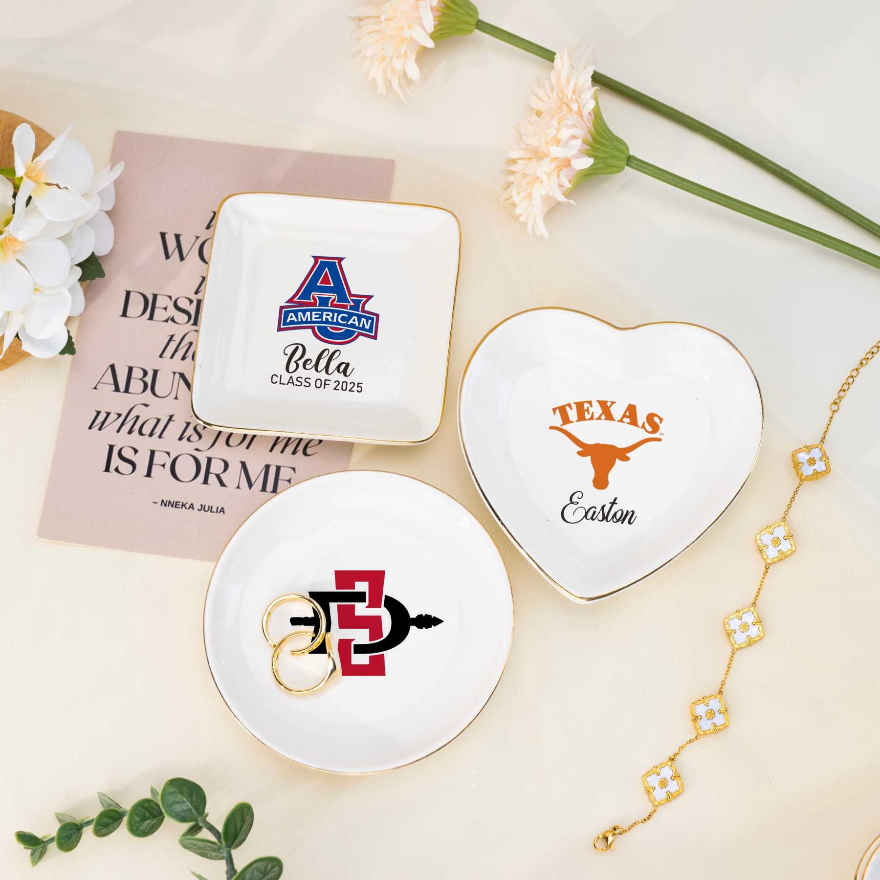 Personalized University Logo Graduation Trinket Ring Dish for Unique & Love | JNSDec143