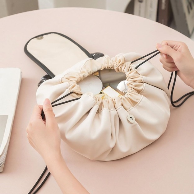 Personalized Leather Drawstring Portable Makeup Bag for Unique & Love | JNSBag104