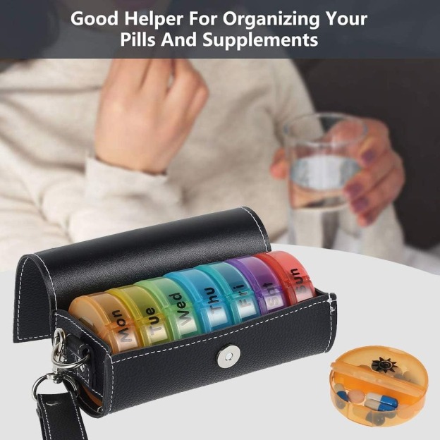 Personalized Monogram 7 Days AM/PM Portable Pill Boxes Organizer with Compartments | JNSDec164